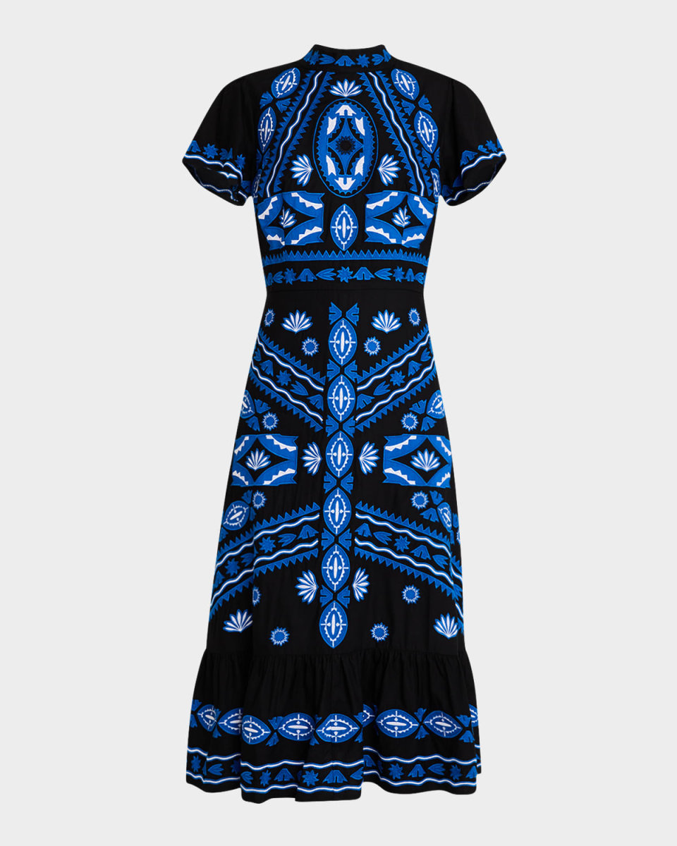 Stephy Geometric Applique Flounce Midi Dress